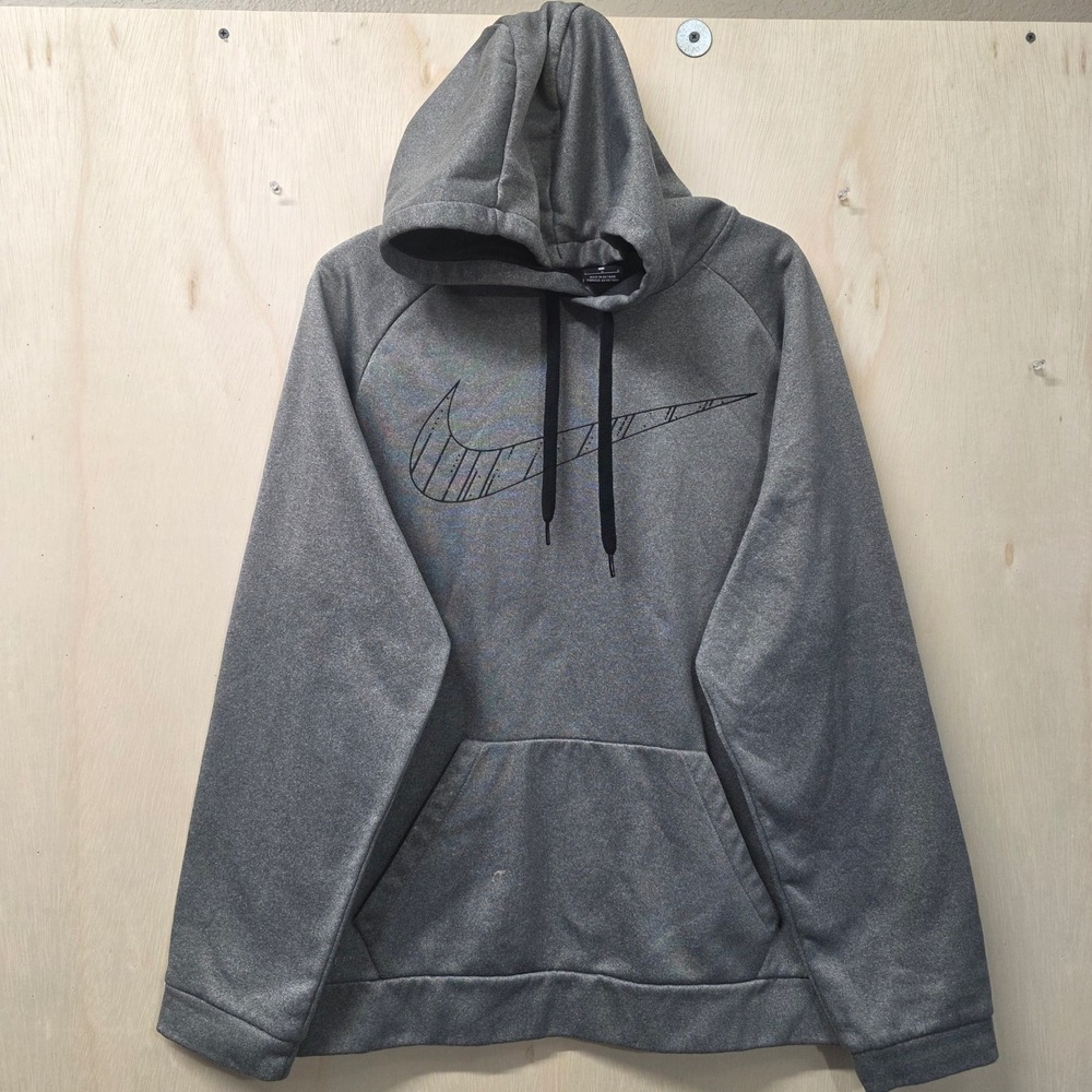 Nike Dri-FIT Mens Large Gray Heathered Pullover Hoodie Fleece Sweatshirt